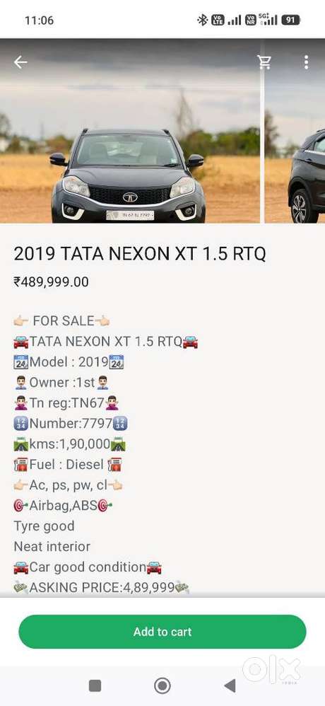 Tata Nexon 1.2 Revotron Xt, 2019, Diesel