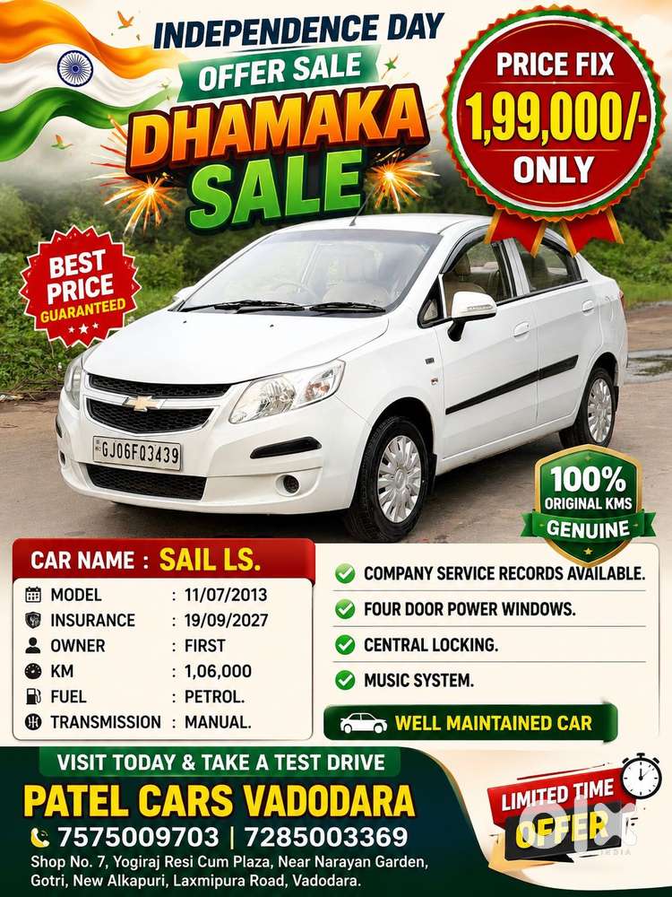 Chevrolet Sail 1.2 Ls Abs, 2013, Petrol