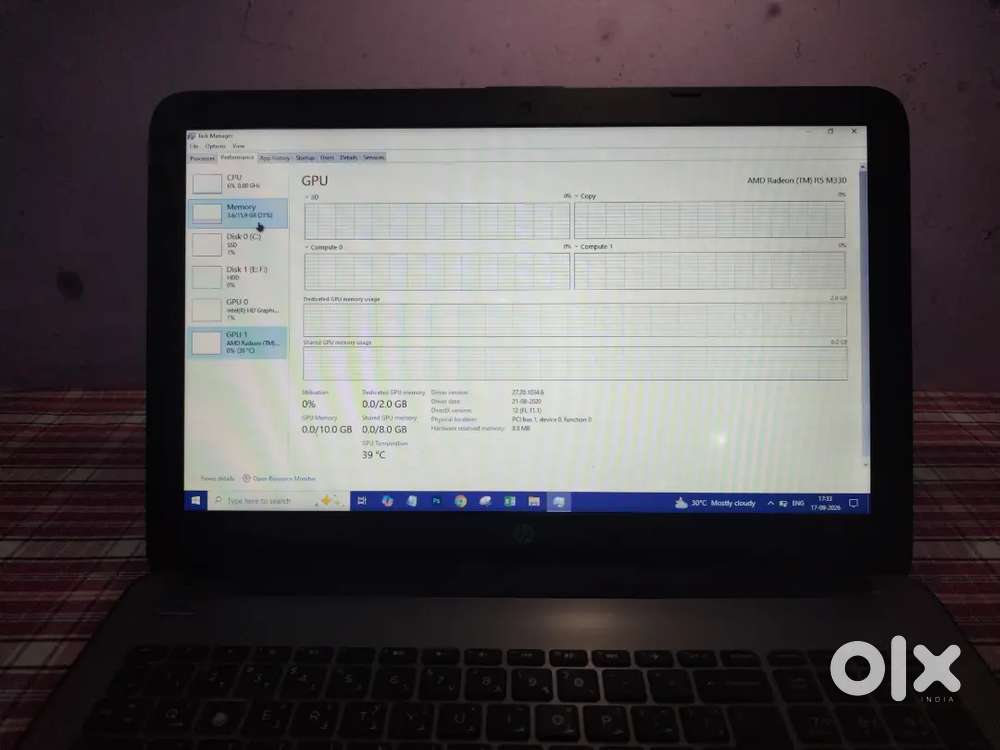 HP laptop i5 7gen 16gb Ram 250GB SSD +1TB HDD HP  2GB Amd graphic card