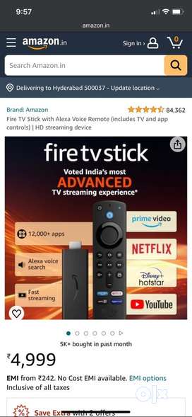 Fire TV Stick 4K with All-New Alexa Voice Remote at Rs 3200