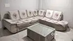 L-Shape Sofa Set with Glass Table