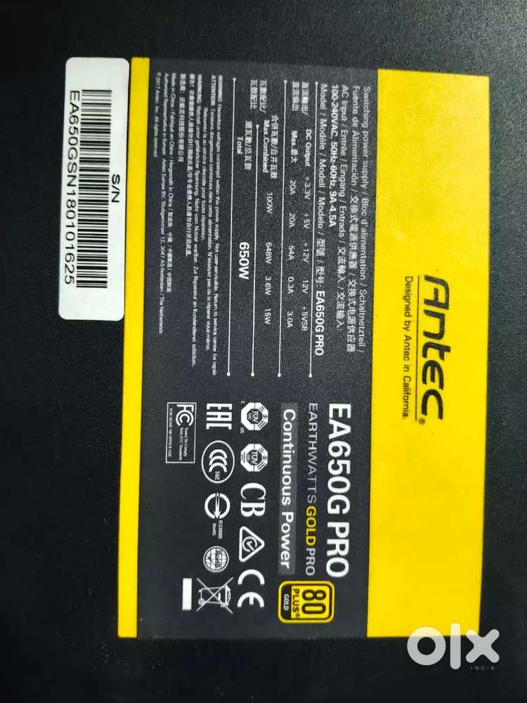 Antec EarthWatts Gold Pro EA650G Pro 650-watt power supply unit (PSU)