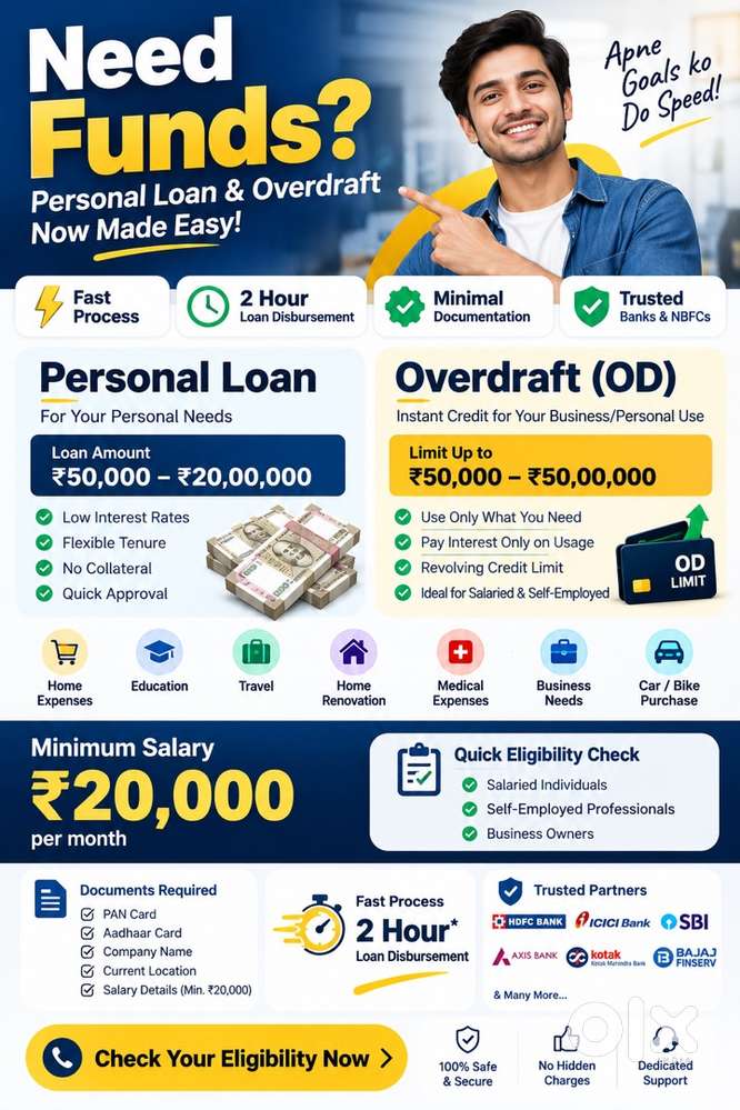 Personal Loan & Overdraft | Salary ₹20,000+