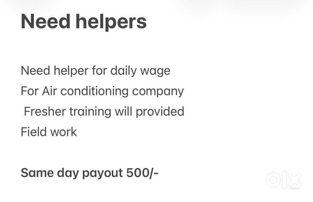 Need helper for ac company field work