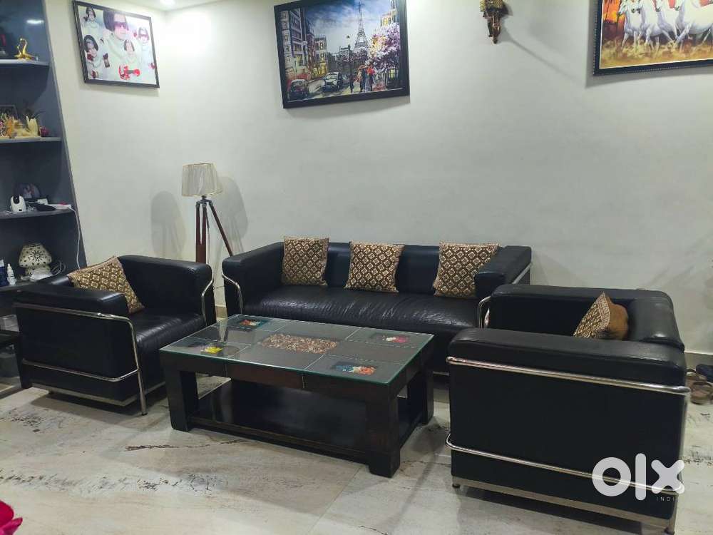 Leather sofa set 5 str black