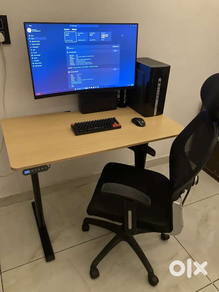 Complete PC Desktop Setup With Desk And Chair
