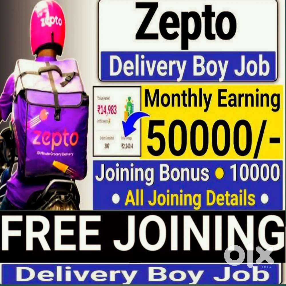 Zepto FREE JOINING 100 Delivery boys Food Delivery jobs