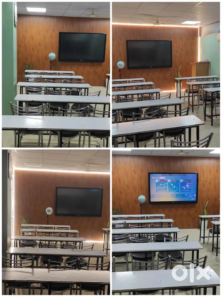 Well furnished,fan ac table ,cahir podium, digital board,pbc pannel,