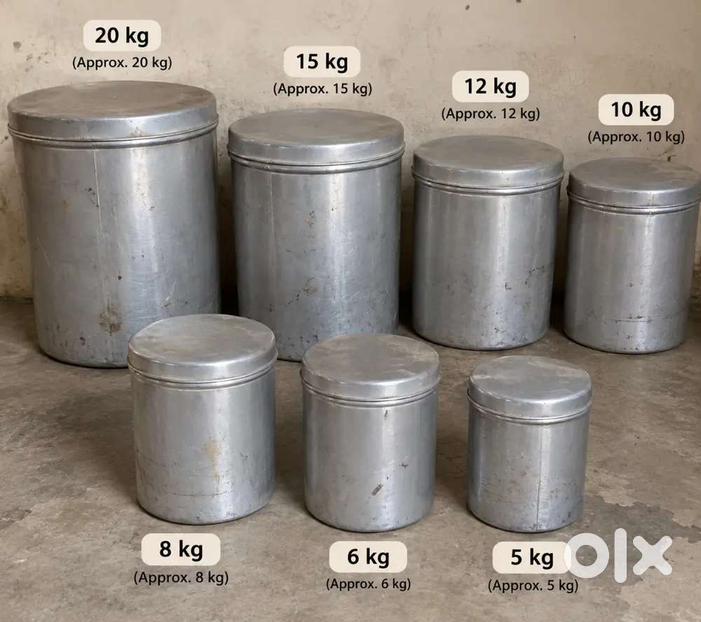 10 Saal Purane Aluminium Storage Dabba Set &ndash; 5kg to 20kg