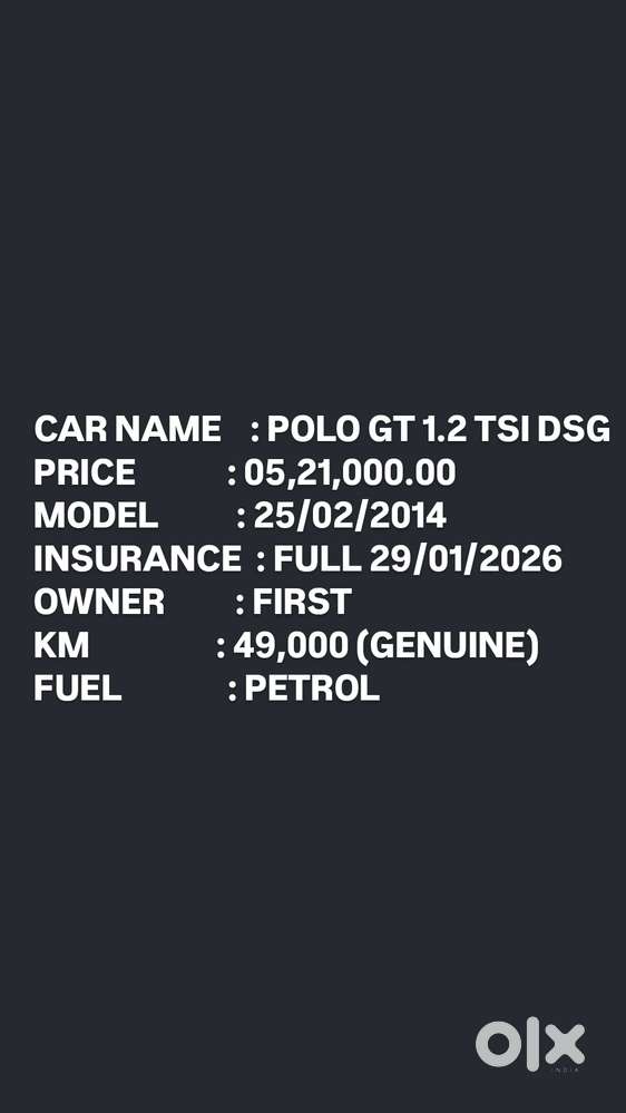 Volkswagen Polo 1.2 Gt Tsi, 2014, Petrol