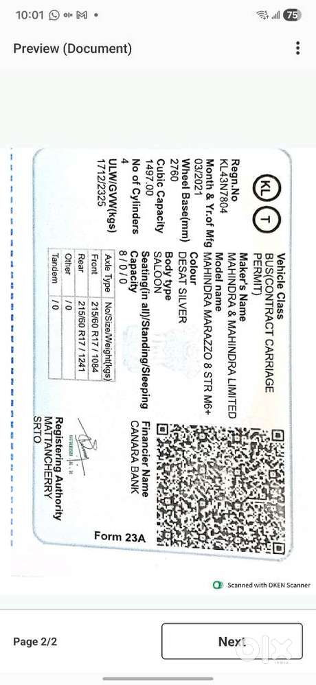 Mahindra Marazzo M6 8str, 2021, Diesel