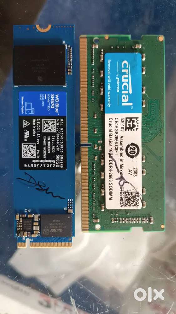 Laptop ram 16 gb 3200 mhz ddr 4 and 500 gb  nvme M.2 ssd