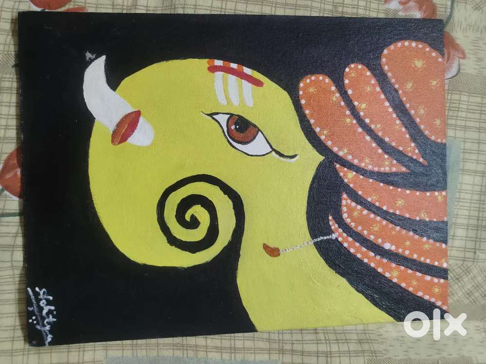 LORD GANESHA PAINTING IN CANVAS