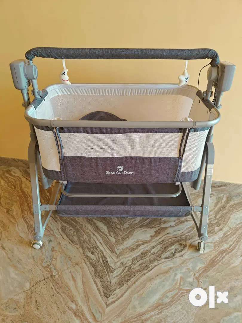 Automatic crib cradle swing with Bluetooth connection and mosquito net ...