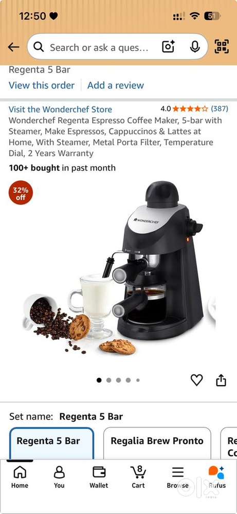 Wonderchef Regenta 5 Bar Espresso Coffee Maker