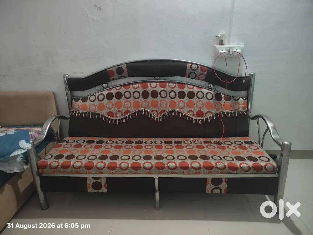 Steel sofa with cushions