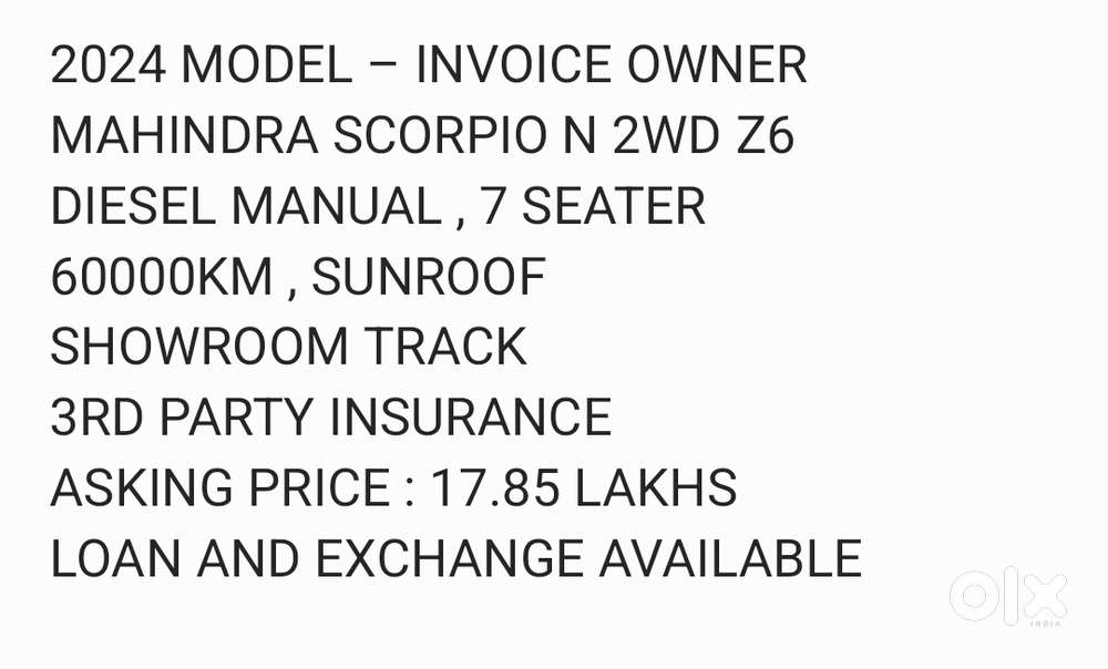 Mahindra Scorpio-n 2.2 Z6 Diesel Mt 7 Str, 2024, Diesel