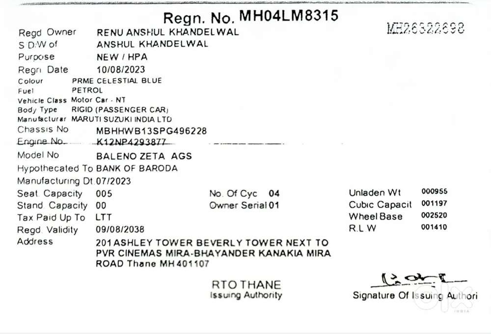Maruti Suzuki Baleno 1.2 Zeta At, 2023, Petrol