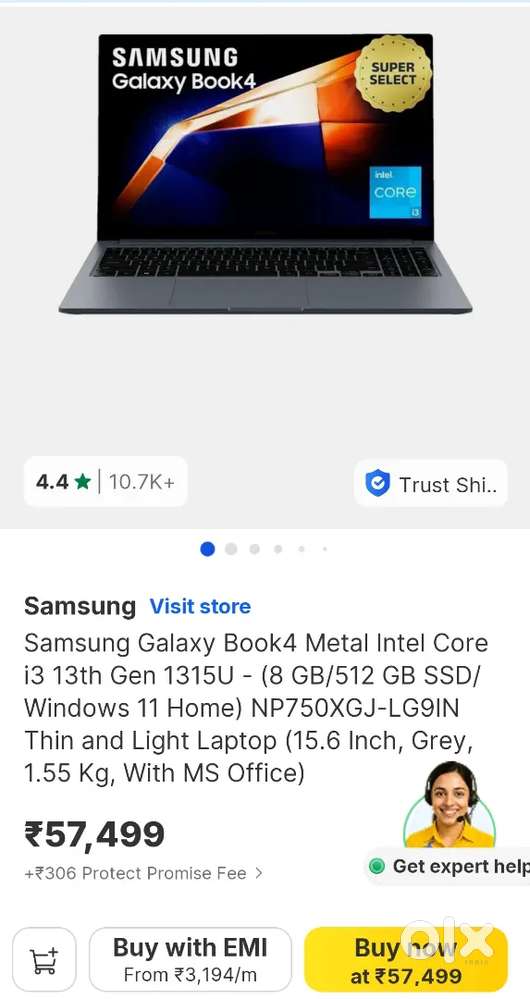 Samsung Galaxy Book4 Metal Intel Core i3 13th Gen 1315U - (8 GB/512 GB