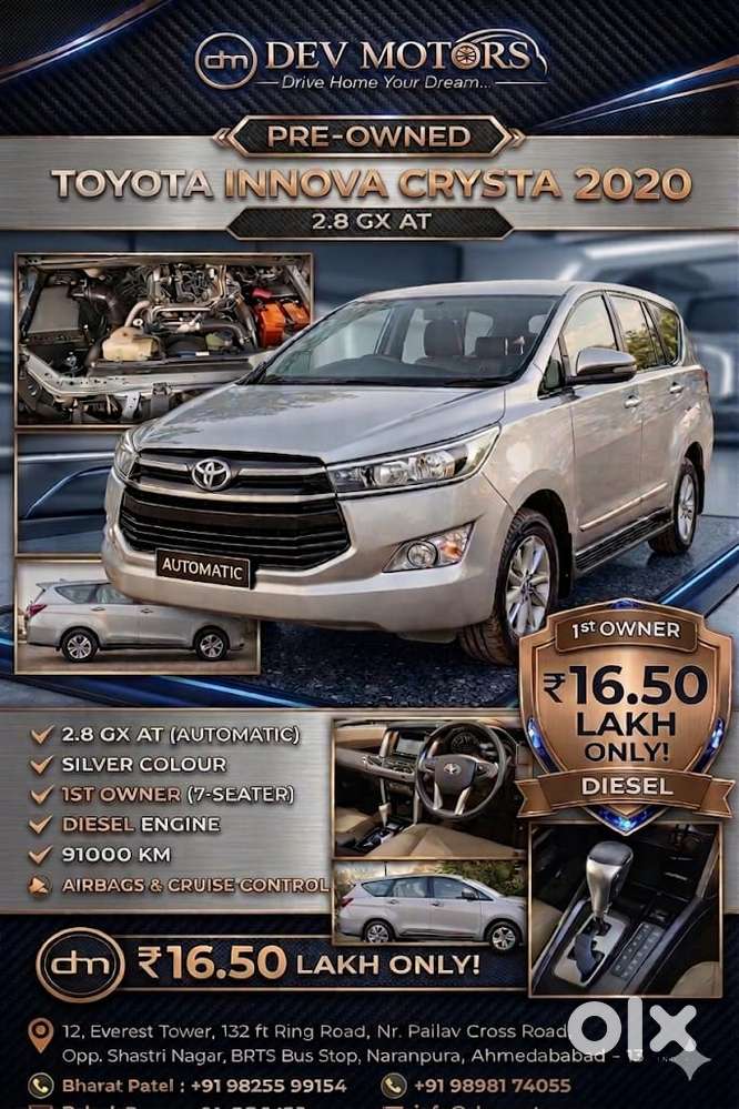 Toyota Innova Crysta 2.8 Gx At, 2020, Diesel