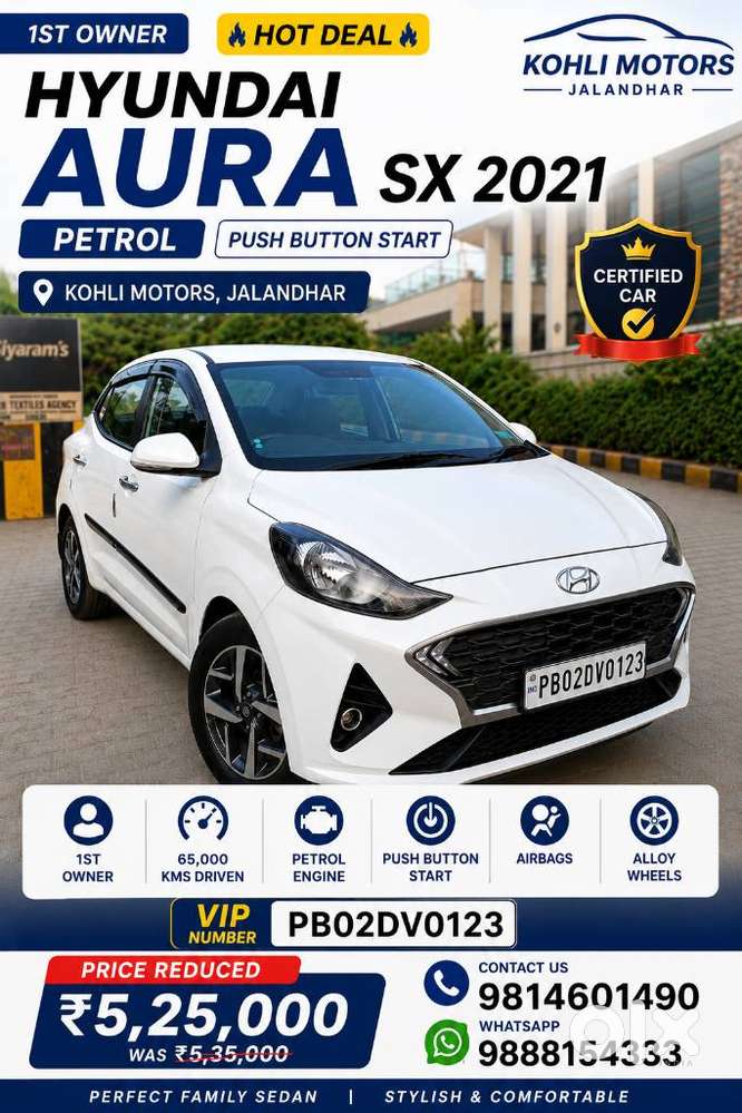 Hyundai Aura Sx 1.2 Petrol, 2021, Petrol