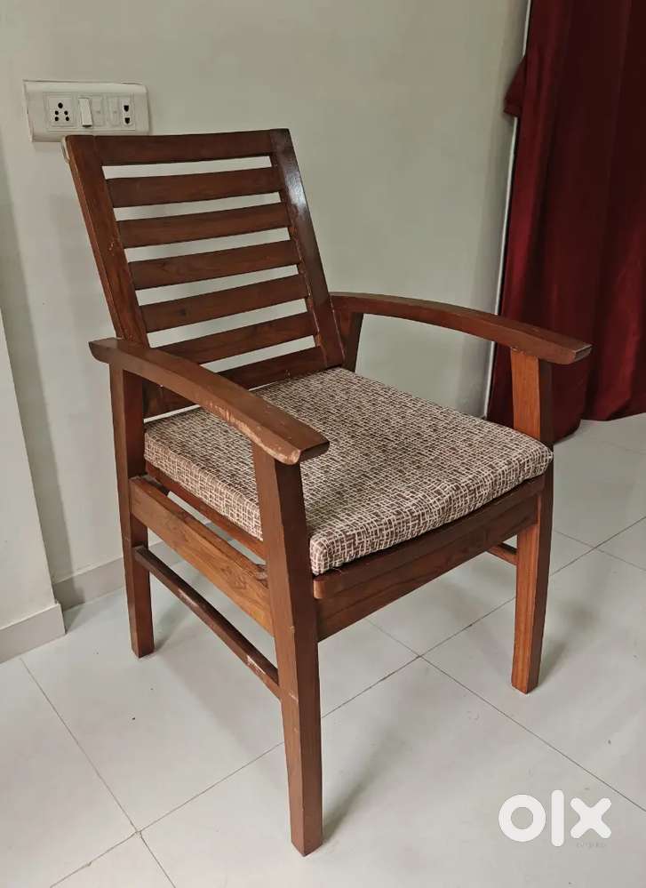 Solid Wooden Arm Chair with Cushion &ndash; Mint Condition | Barely Used