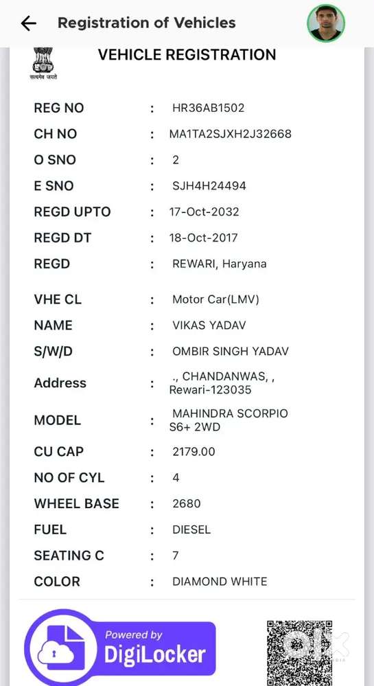 Mahindra Scorpio S6+ 2wd – Diamond White  2017  Diesel
