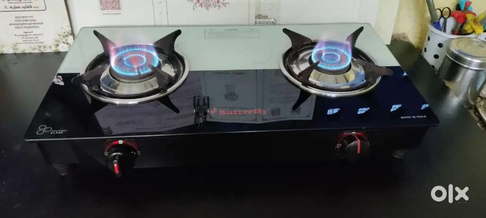 Butterfly glass top 2 burner gas stove
