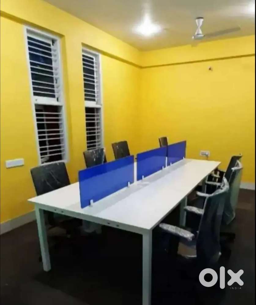 Glass partition. Office workstation. Floor mats. Almunium work
