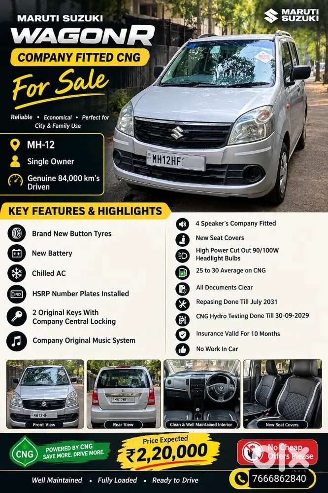 Maruti Suzuki Wagon R Company Fitted Cng Available For Sale