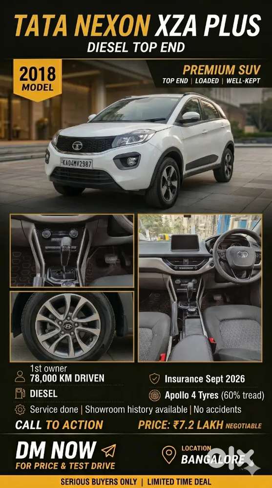 Tata Nexon White 1.5 Revotorq Xza Plus Top End Model