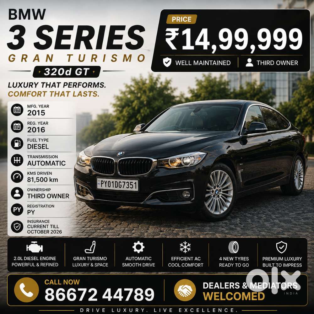 Bmw 3 Series Gt 320d 2016 Diesel Automatic Third Owner