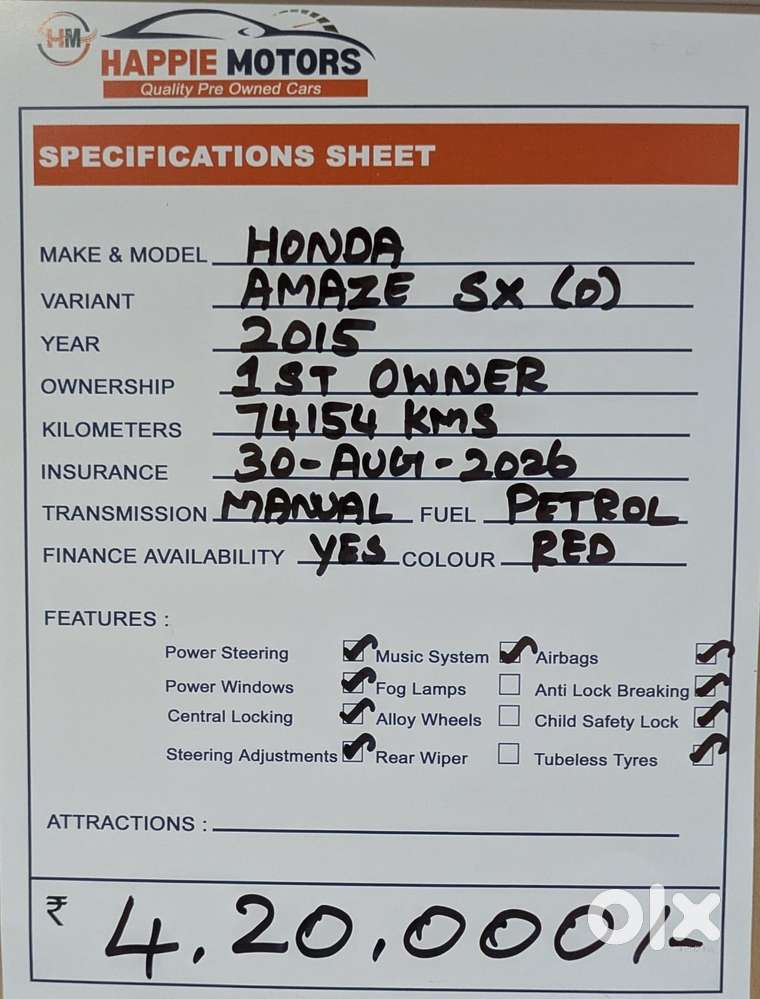 Honda Amaze 2013-2016 Sx I-vtec, 2015, Petrol