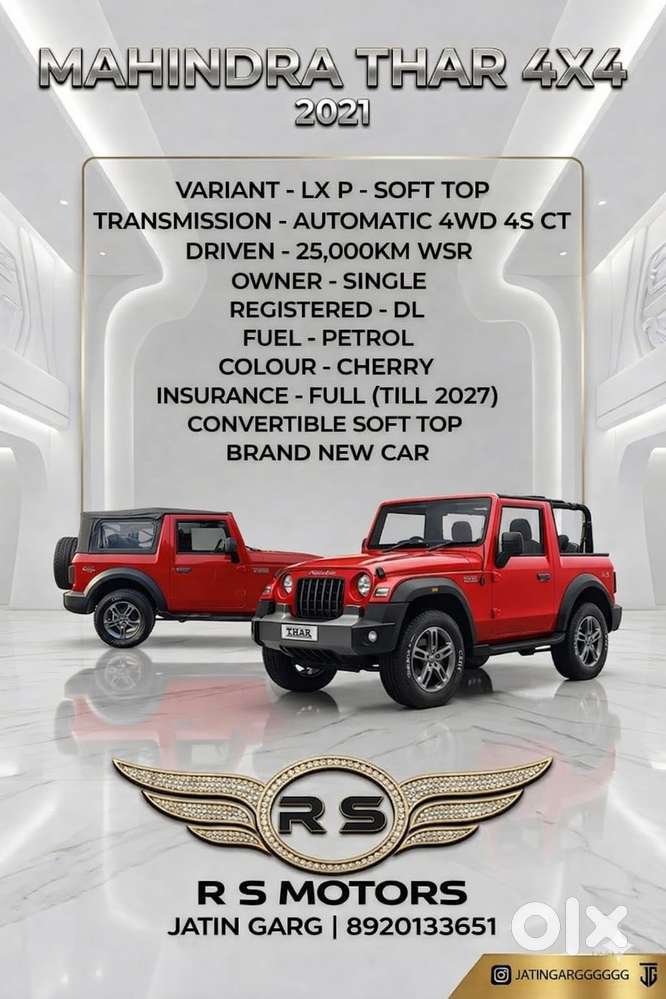Mahindra Thar Lx Convertible Top Petrol At 4wd, 2021, Petrol