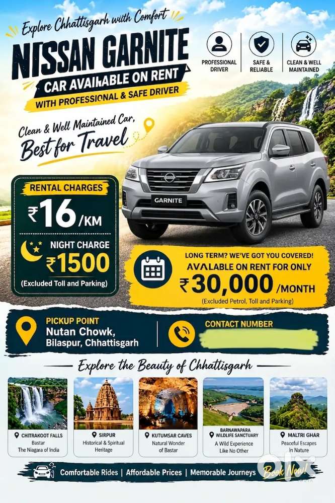 Nissan Gravite Car Available On Rent Bilaspur