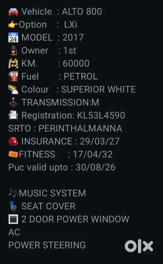 Maruti Suzuki Alto 800 2017 Petrol 68000 Km Driven