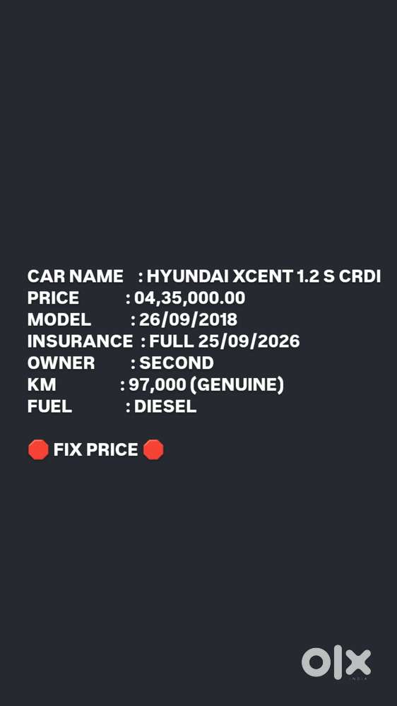Hyundai Xcent 1.2 Crdi S, 2018, Diesel