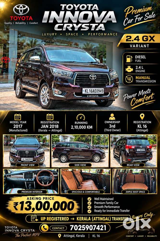 Toyota Innova Crysta 2.4 Gx Diesel Manual 2017