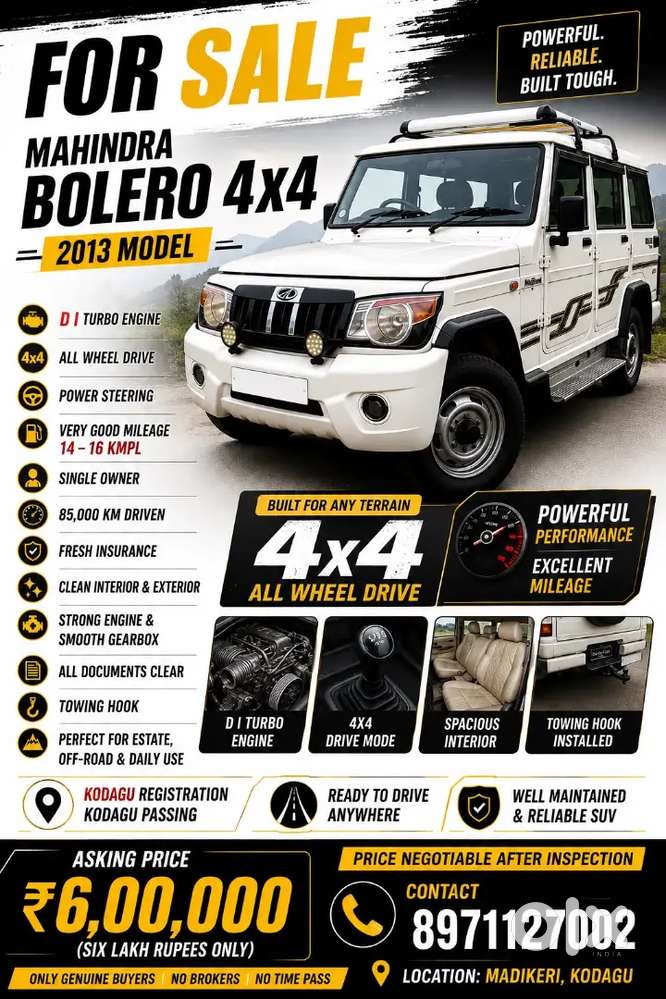 Mahindra Bolero 4 * 4 , Di Turbo