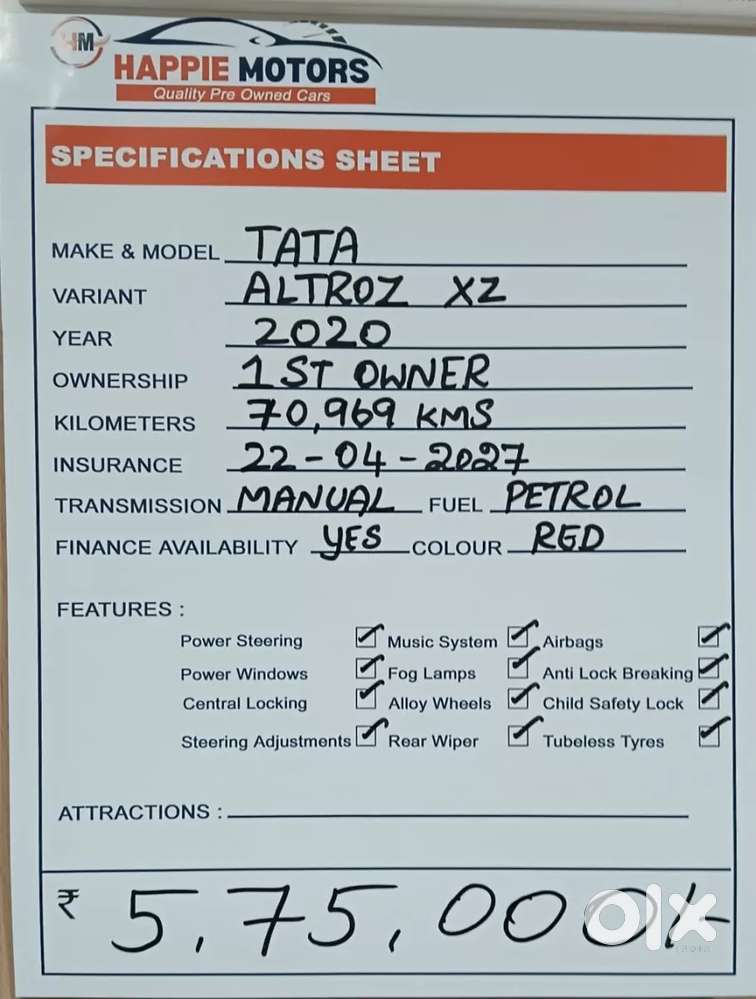 Tata Altroz Xz, 2020, Petrol