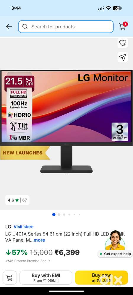 New LG 22 inch monitor full hd 100hz refresh not samsung sony dell hp