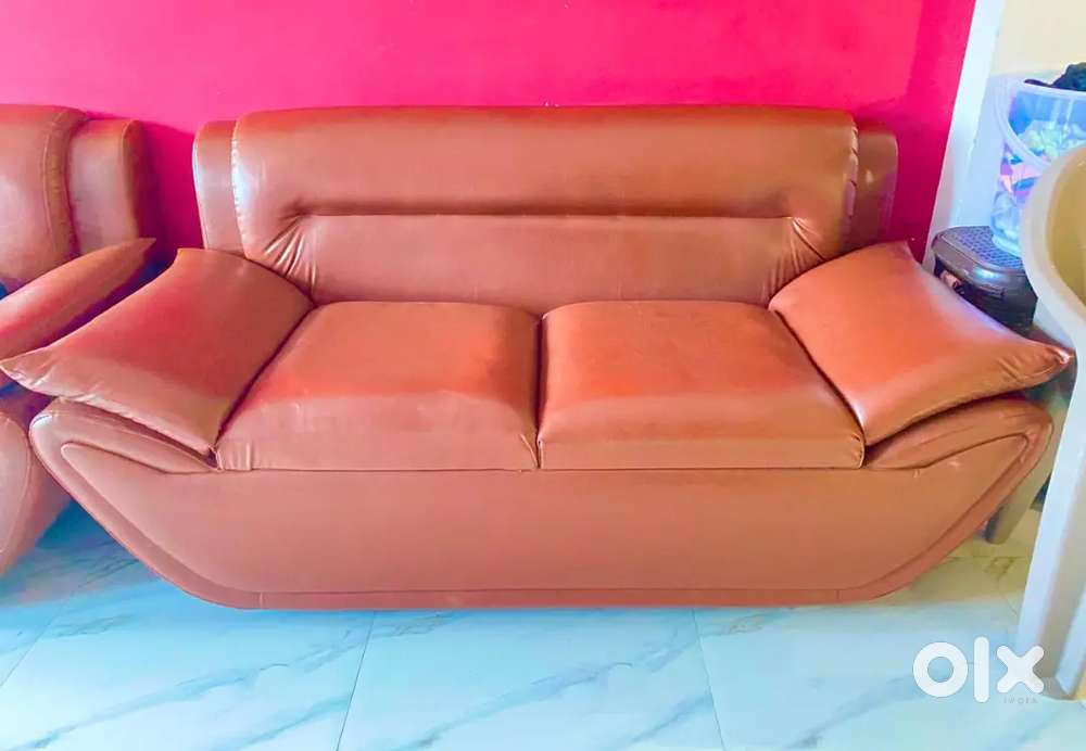 SOFA - 2 SEATER - MATERIAL [ PU LEATHER ] WITH 4 STEEL LEGS