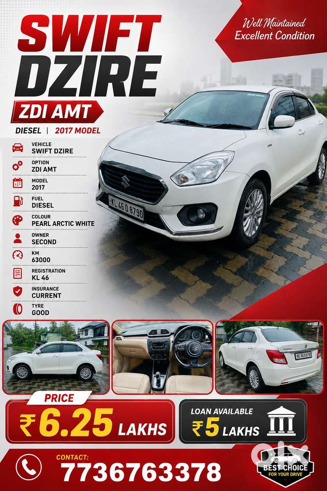 Maruti Suzuki Swift Dzire Amt Zdi Plus, 2017, Diesel