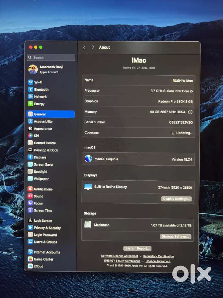 Imac Retina 5K 27 inch 2019