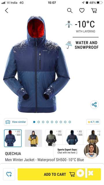 Men Winter Jacket - Waterproof SH500 -10°C Blue