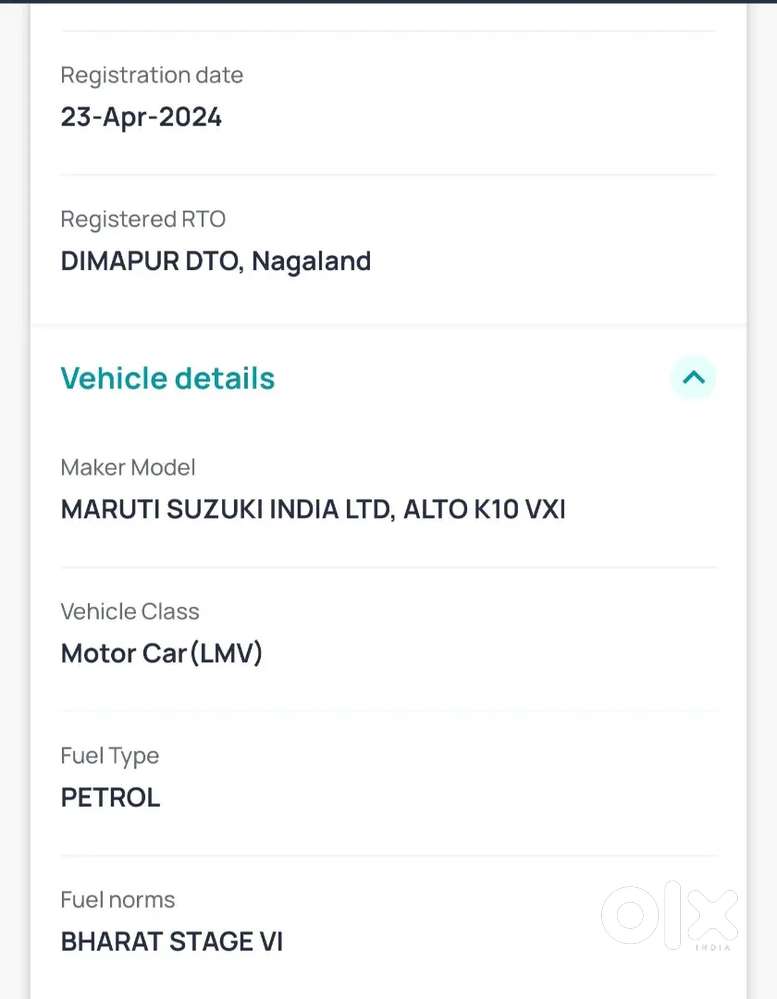 Maruti Alto K10 Vxi – April 2024  Excellent Condition