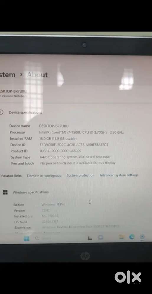 HP pavillion i7 7th gen 16GB Ddr4 and 1TB hdd