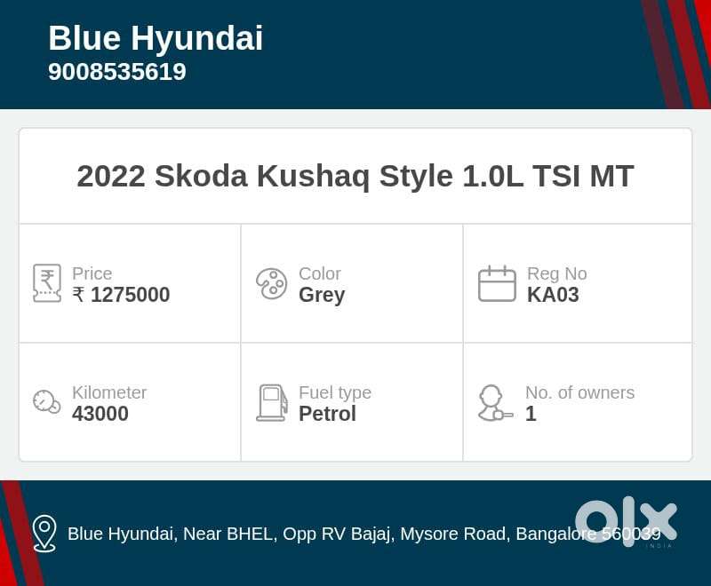Skoda Kushaq Style 1.0l Tsi Mt, 2022, Petrol