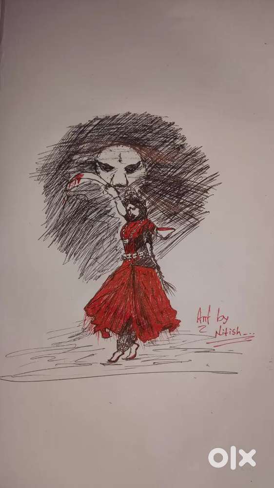 Original Handmade Artwork - Goddess Kali / Fierce Warrior Sketch Art