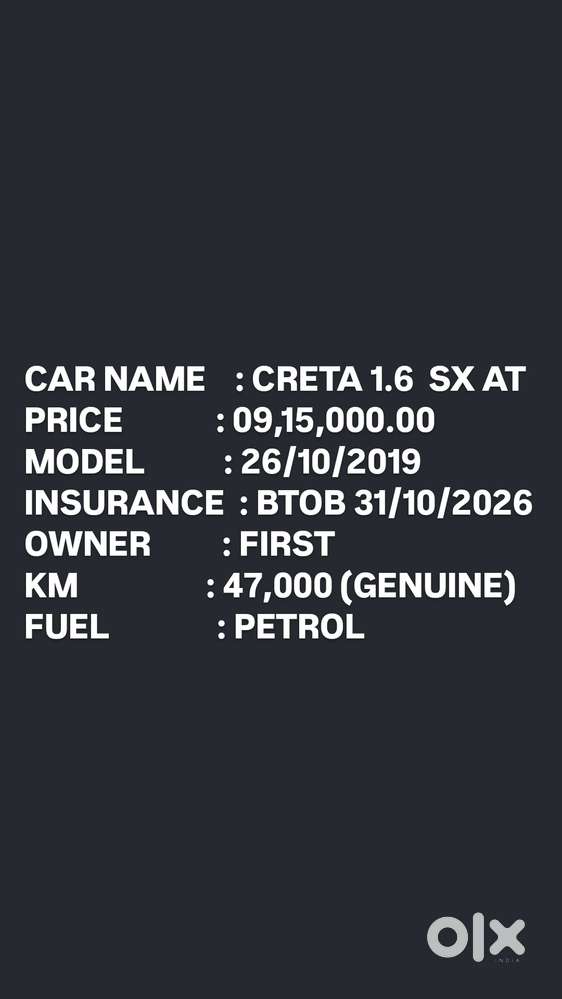 Hyundai Creta 1.6 Sx Automatic, 2019, Petrol
